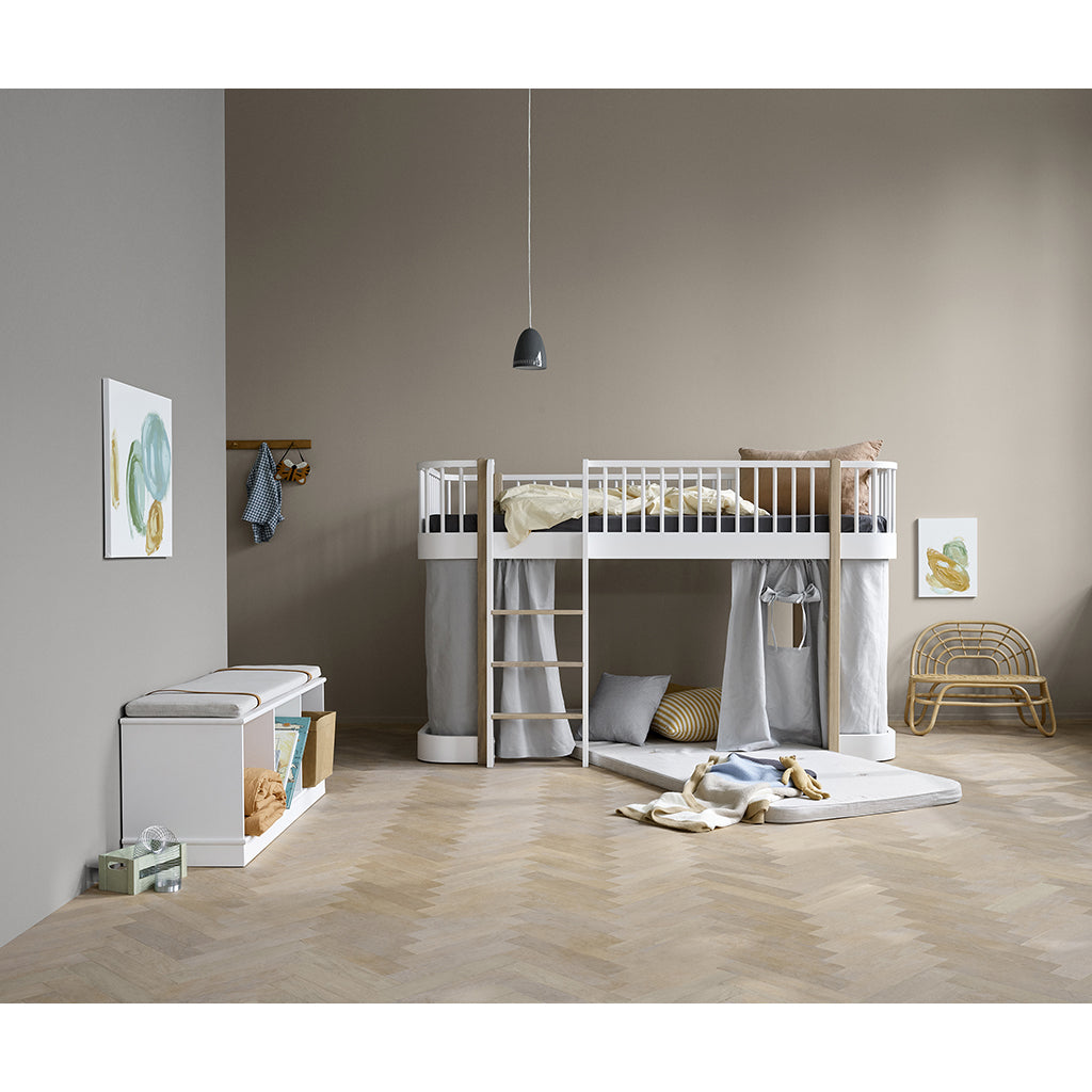 Oliver Furniture Wood forheng til Original køyeseng og halvhøy seng, Grå