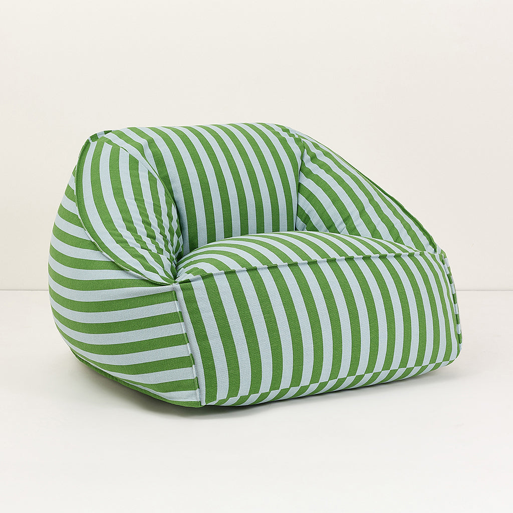Nobodinoz Ziggy armchair, sækkestol – Green blue stripes