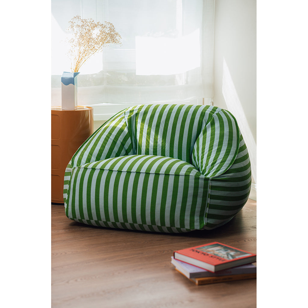 Nobodinoz Ziggy armchair, sækkestol – Green blue stripes
