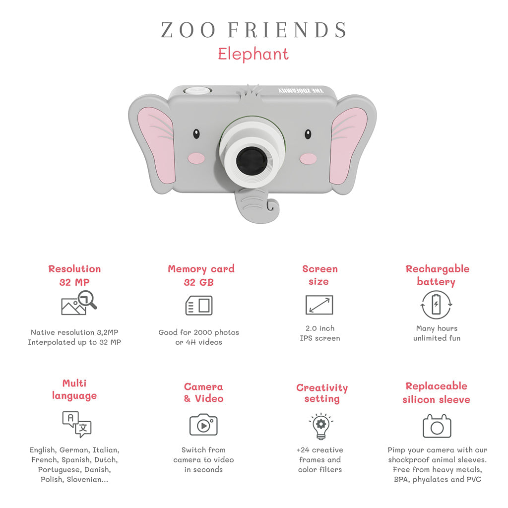 The ZooFamily, Zoo Friends børnekamera, 3–7 år – Elefant