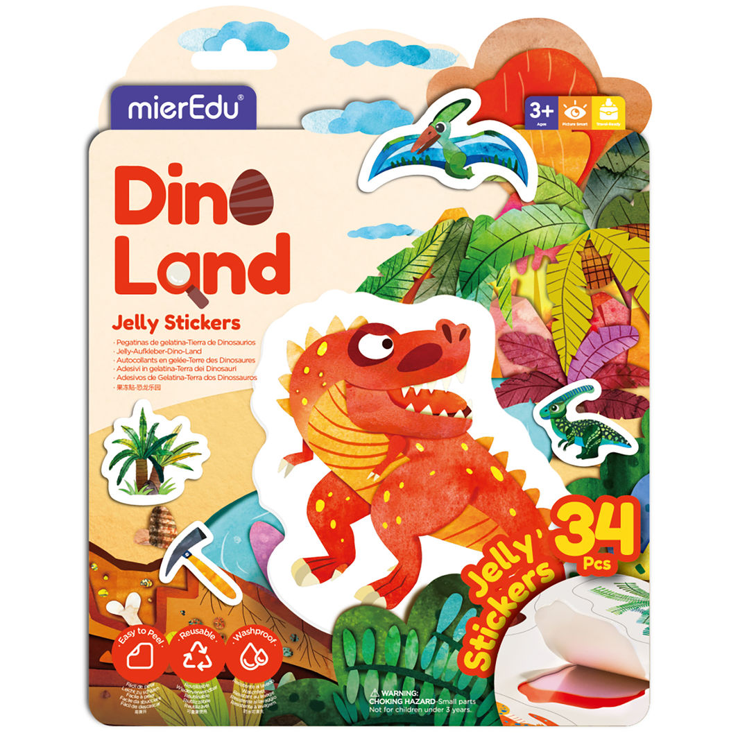 mierEdu - Jelly Stickers 34 stk - Flyttbare - Dinoland