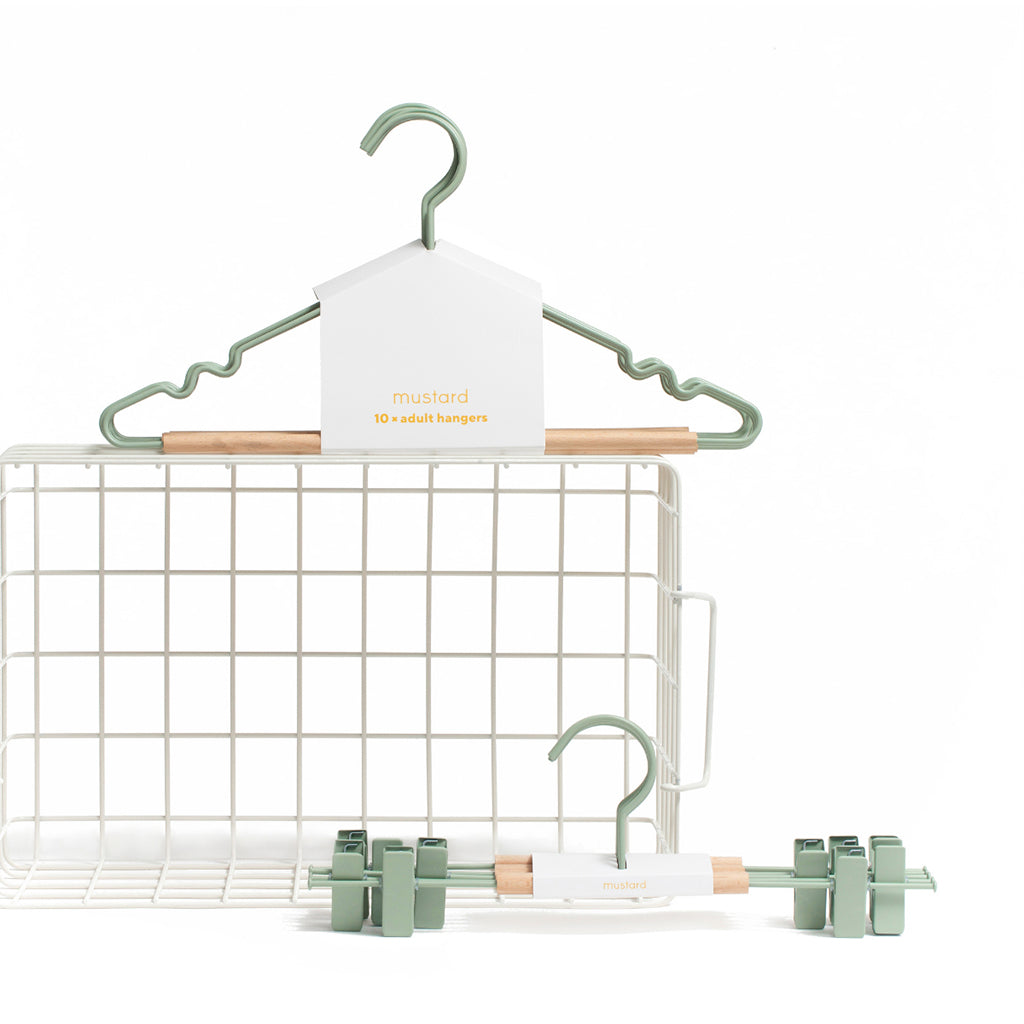 Mustard Made Kids top hengere, 10-pak barnekleshengere - Sage