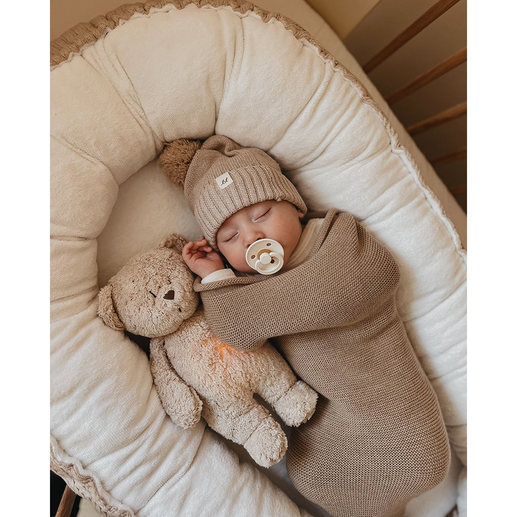 Moonie 2.0, økologisk Humming bjørn med pink noise og lampe - Rose
