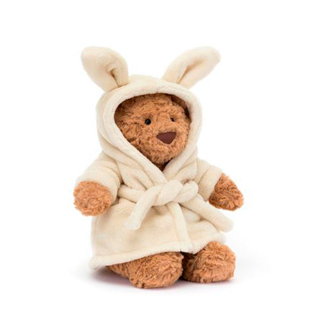 Jellycat bamse, Bartholomew bjørn, Badekåbe outfit - 26 cm
