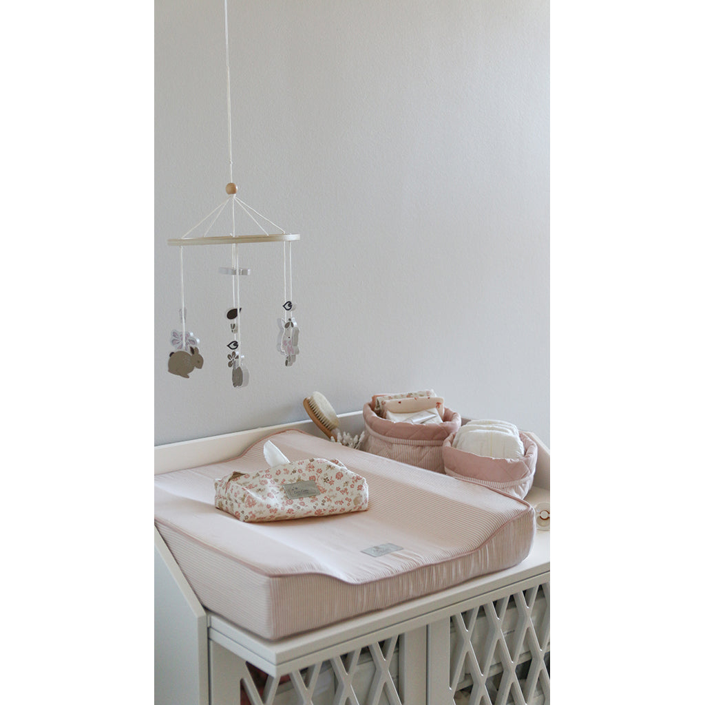 Cam Cam Quiltet oppbevaringskurv, sett med to - OCS - Classic Stripes Rose