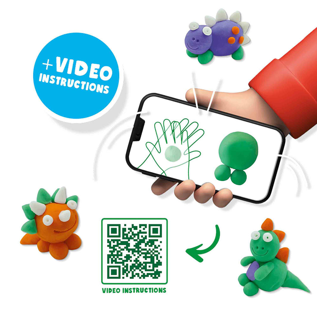 SES Creative Modellervoks, FunDo dinosaurer 3x90g 1x40g