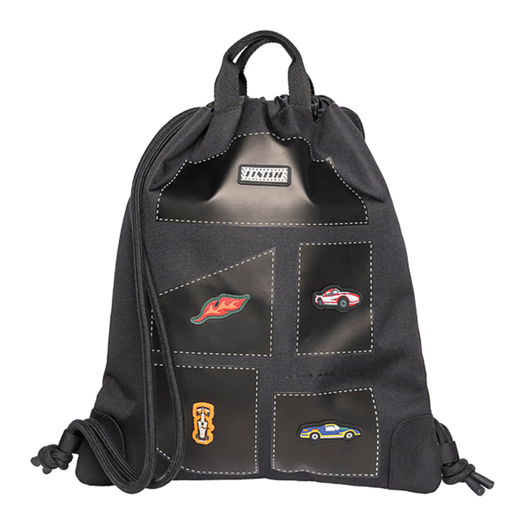 Jeune Premier City bag/rygsæk Grand prix, sort med racerbiler