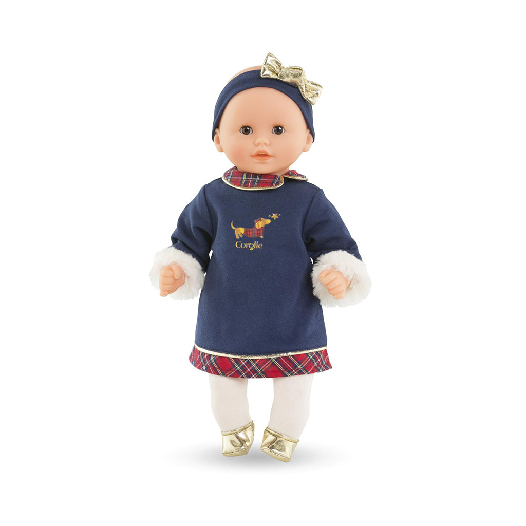 Corolle Calin Margaux dukke i navy kjole med hundemotiv