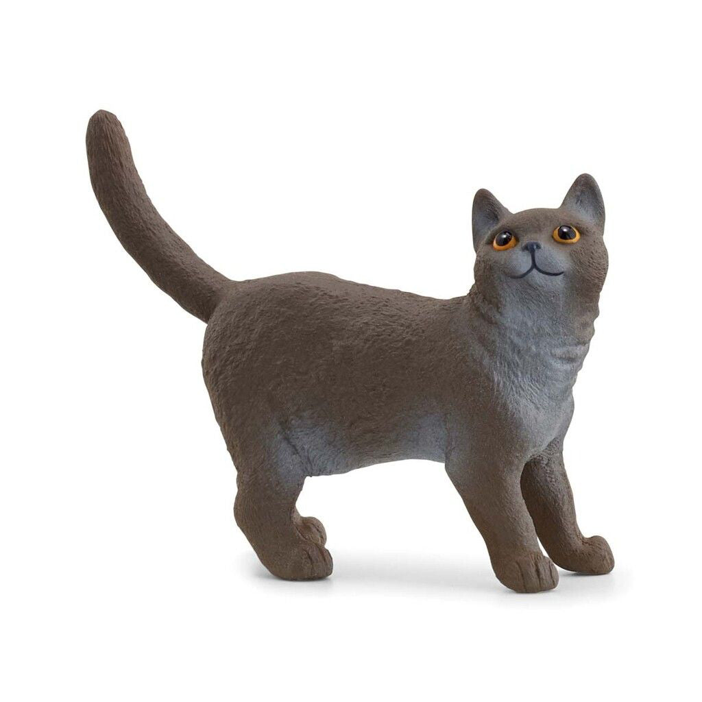 Schleich British Shorthair kat legetøjsfigur i brun og grå nuancer