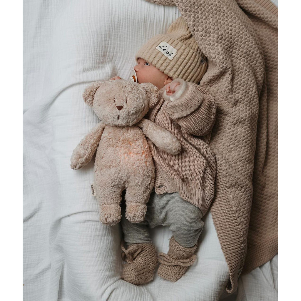 Moonie 2.0, økologisk Humming bjørn med pink noise og lampe - Rose