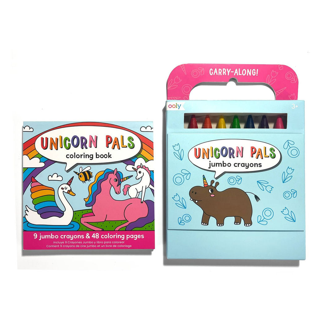 Ooly Farvekridt og malebog - Unicorn Pals - Carry Along