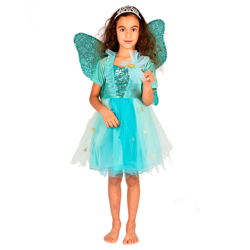 Den goda Fen, Fekjole i tyrkis med vinger og festav - Str. 2-8 år