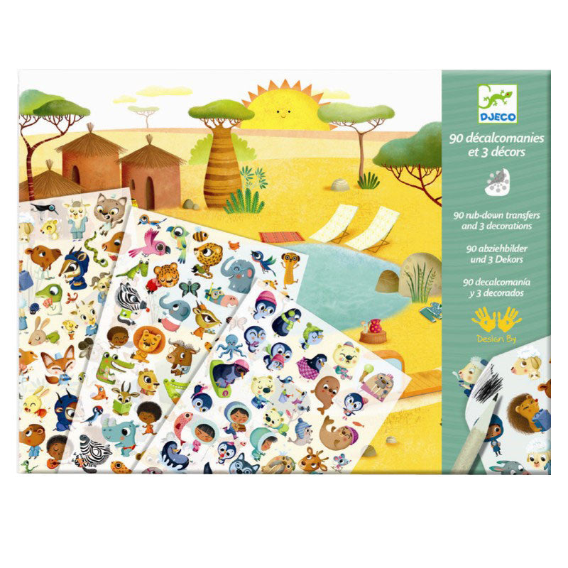 Djeco kreativ sett, overføringsbilder - Til fest med dyrene