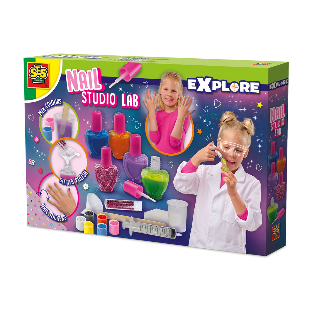 SES Creative Make-up neglesalon sæt med neglelak og glitter