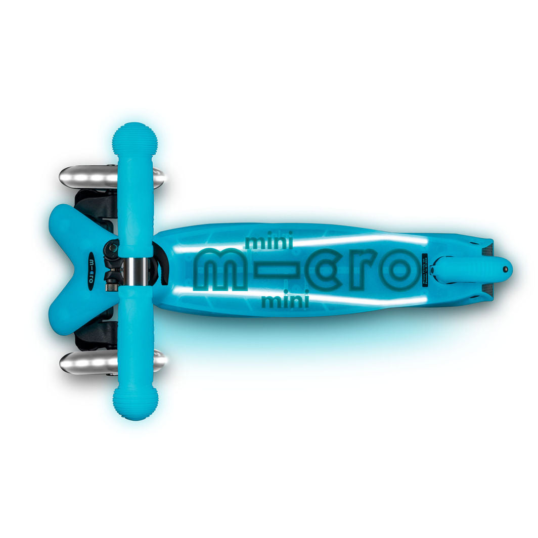 Micro Sparkesykkel, Mini Deluxe Glow LED Plus - Glacier Aqua