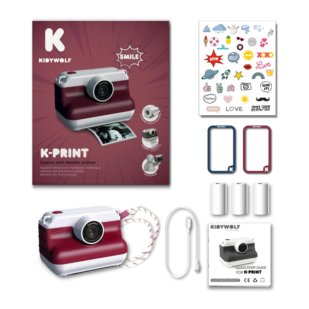 Kidywolf Instant print-kamera for barn, Rød