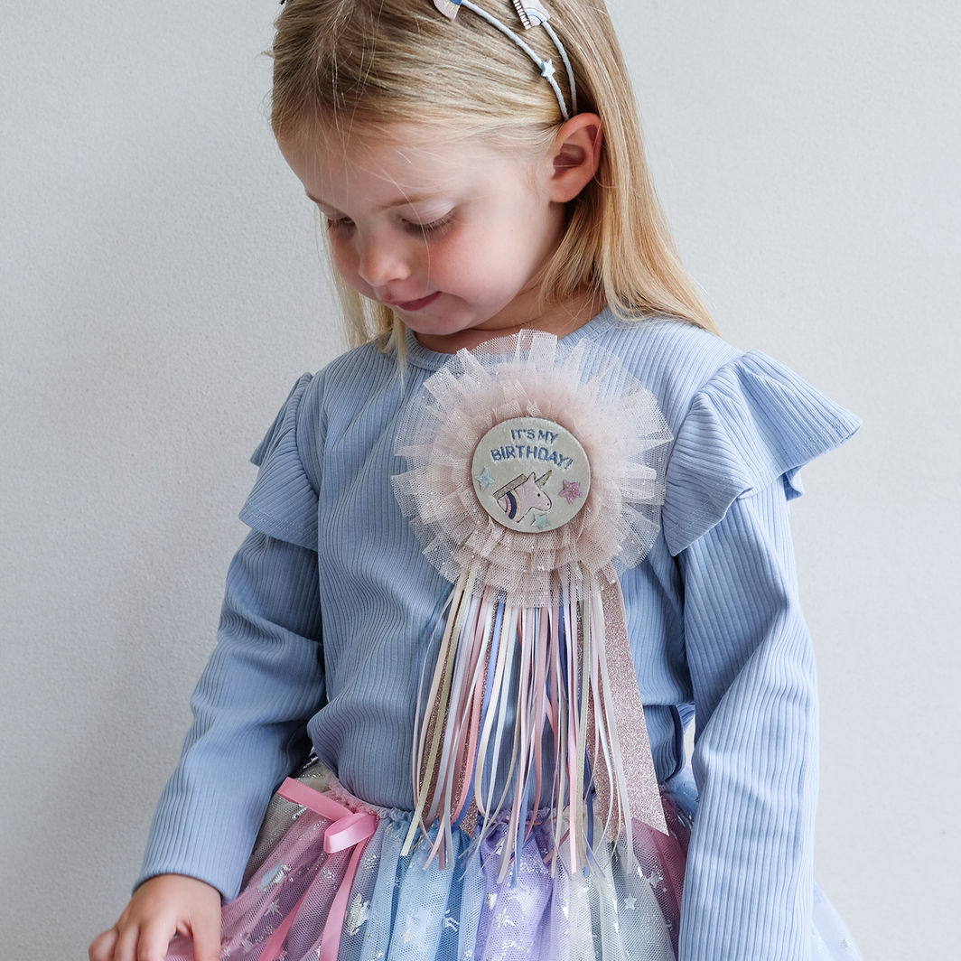 Mimi & Lula badge, Birthday Unicorn Celeste