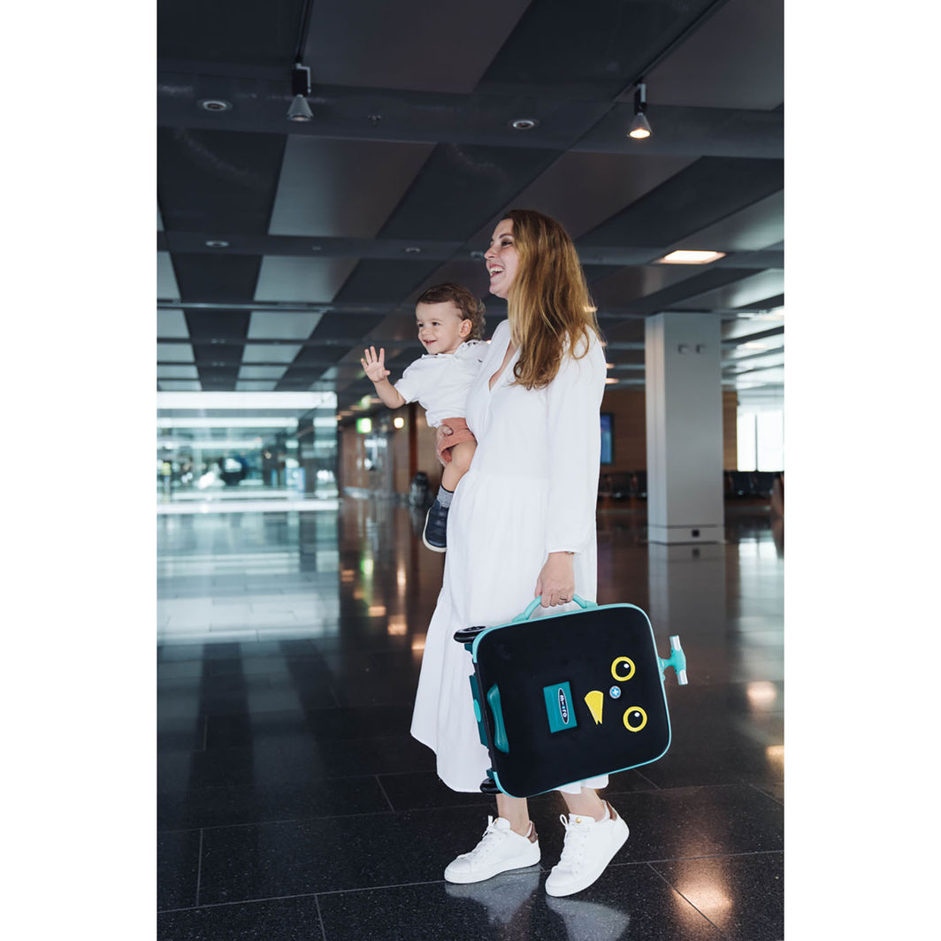 Micro Trolley Eazy Ride-On, Koffert barn kan sitte på - Forest Green