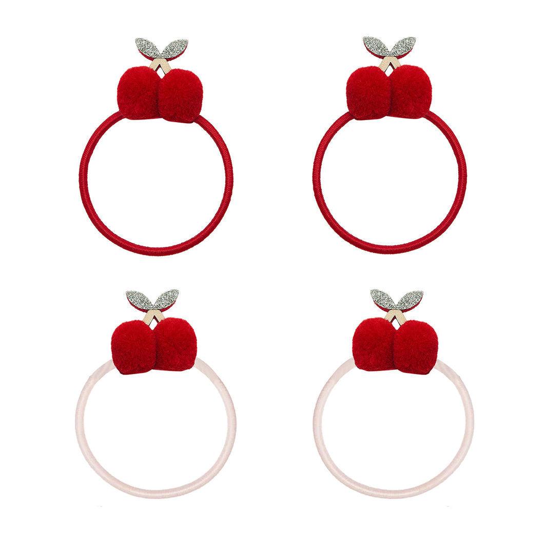 Mimi & Lula - 4 hårelastikker - Pom Pom Cherries Mon Cheri