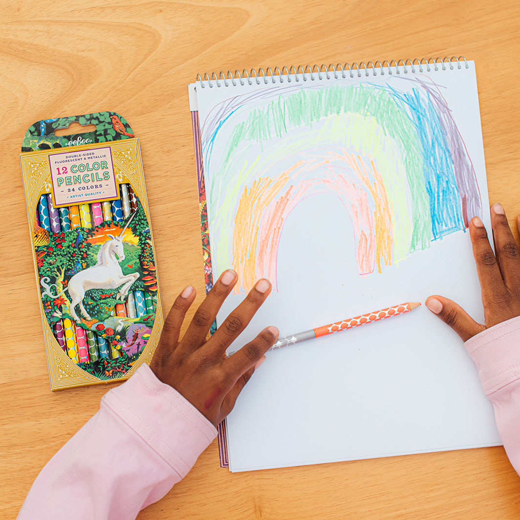 eeBoo 12 doble fargeblyanter, Neon Metallic - Enhjørning