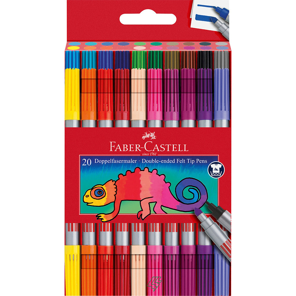 Faber-Castell, Dobbelt tusjer m. tykk og tynn spiss - 20 stk.