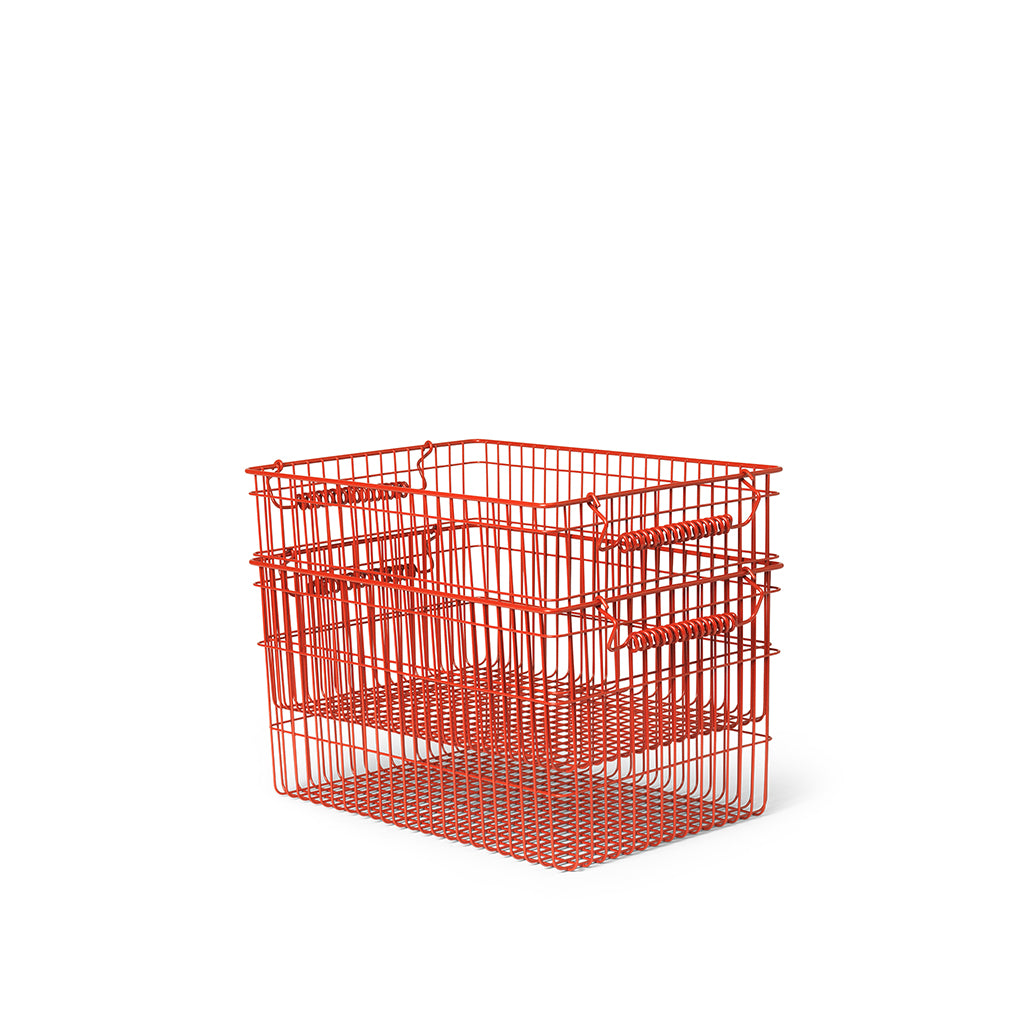 ferm Living trådkurv, Cala Stackable Baskets, Sett m. 2 stk. - Poppy red