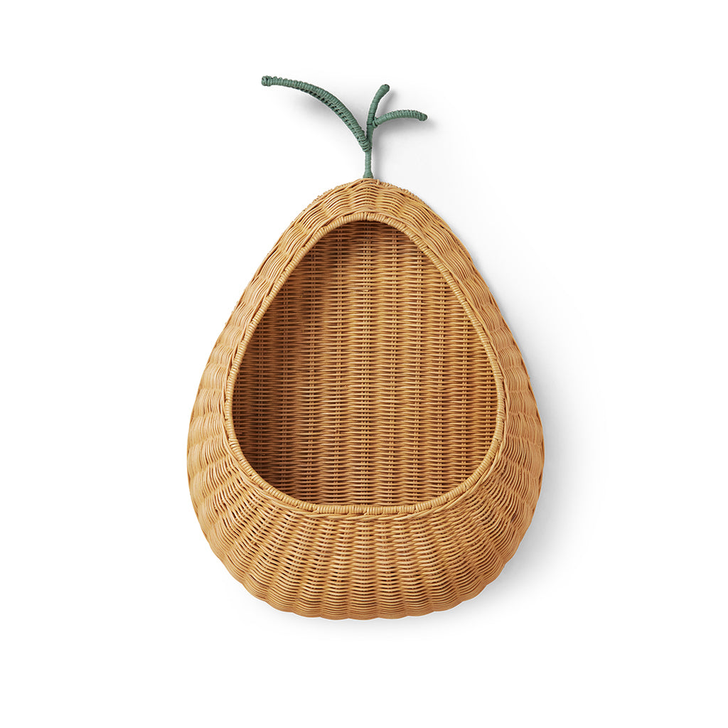 Ferm Living vægkurv, pæreformet flettet natur i rattan