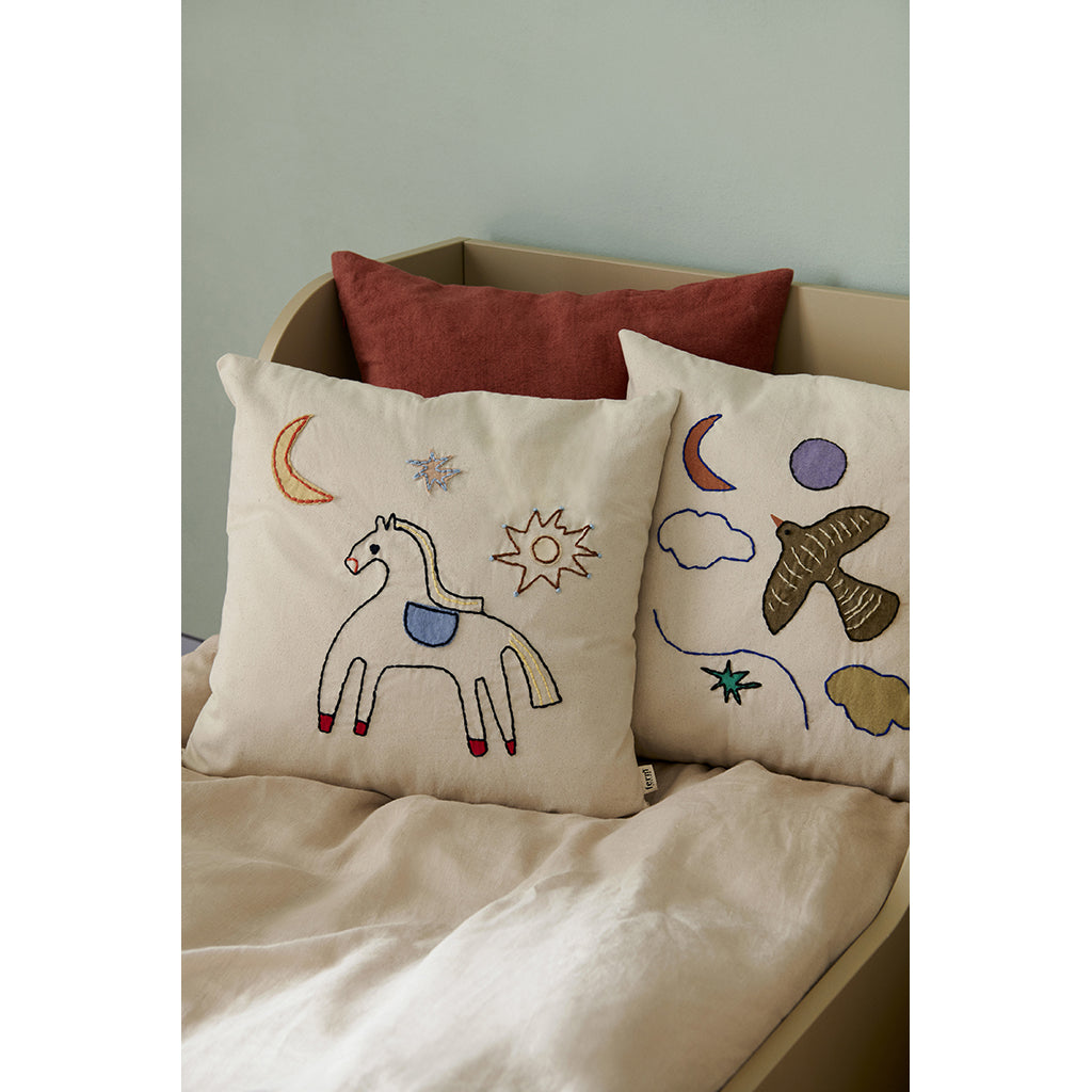 ferm Living pute, brodert, Naive - Horse