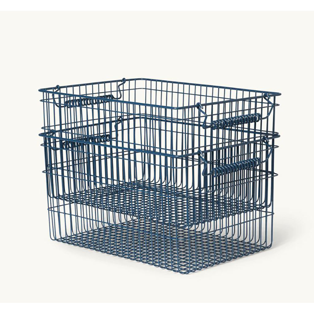 ferm Living trådkurv, Cala Stackable Baskets, Sett med 2 stk. - Dark blue