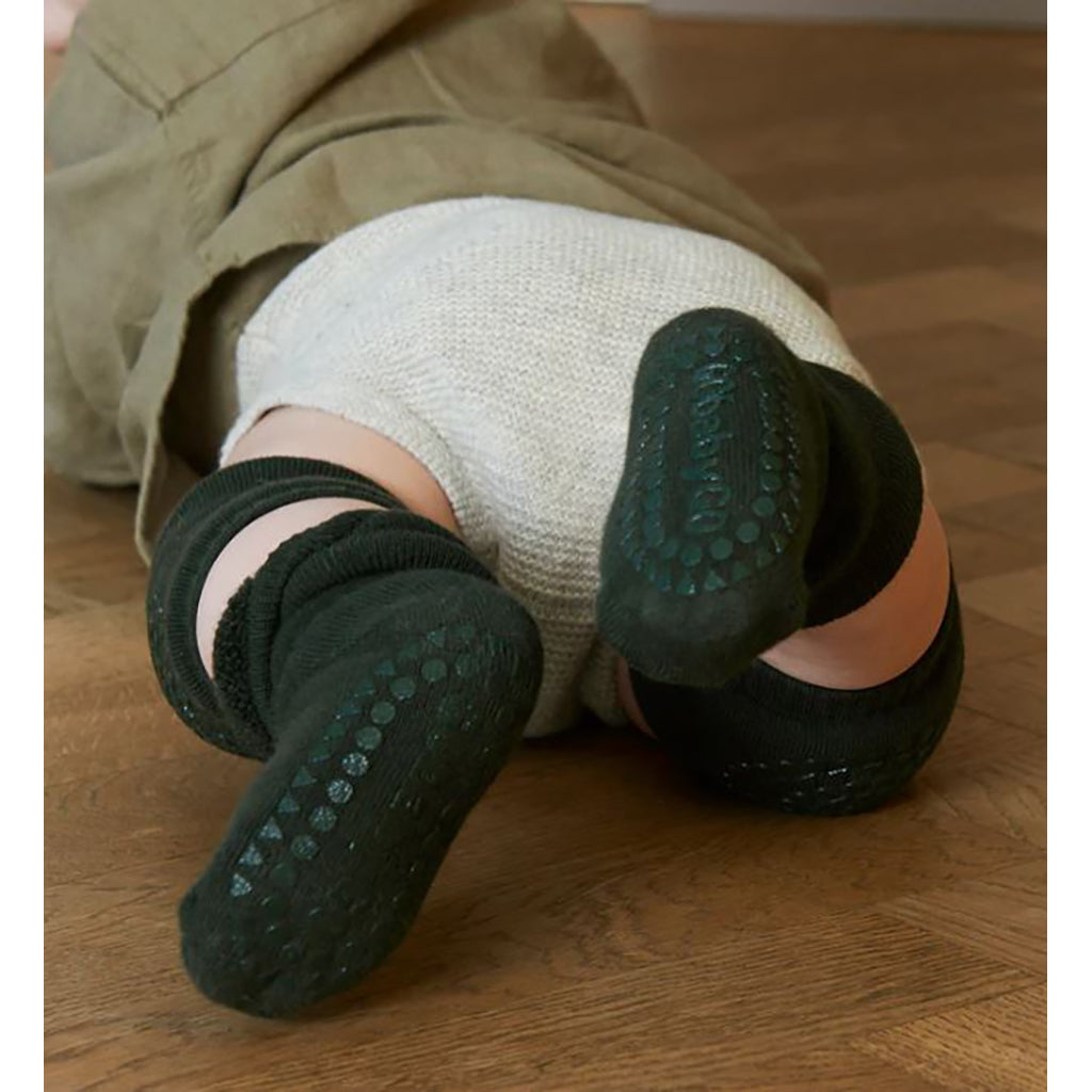 GoBabyGo sklisikre sokker med gummiknotter, Forest green