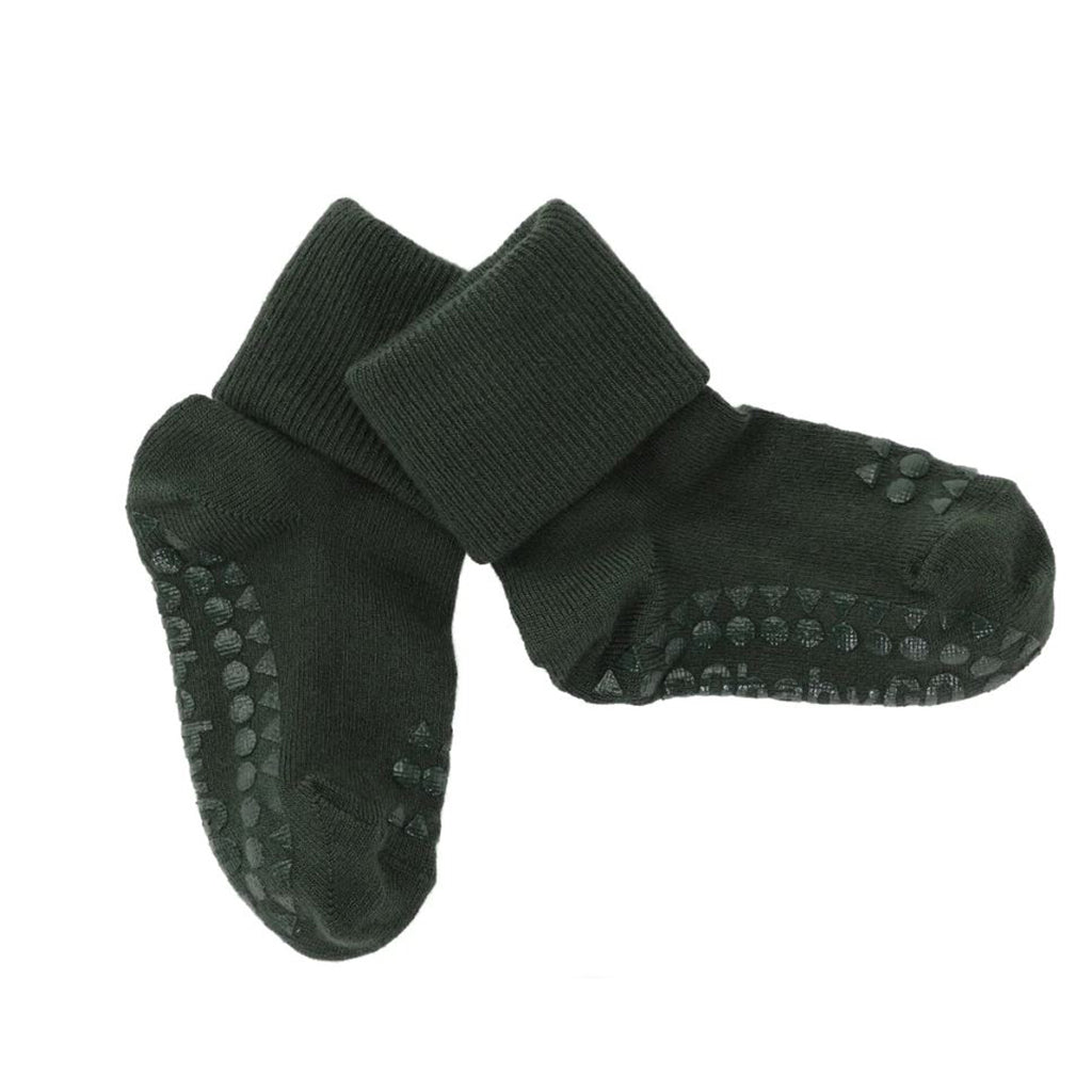 GoBabyGo sklisikre sokker med gummiknotter, Bamboo - Forest green
