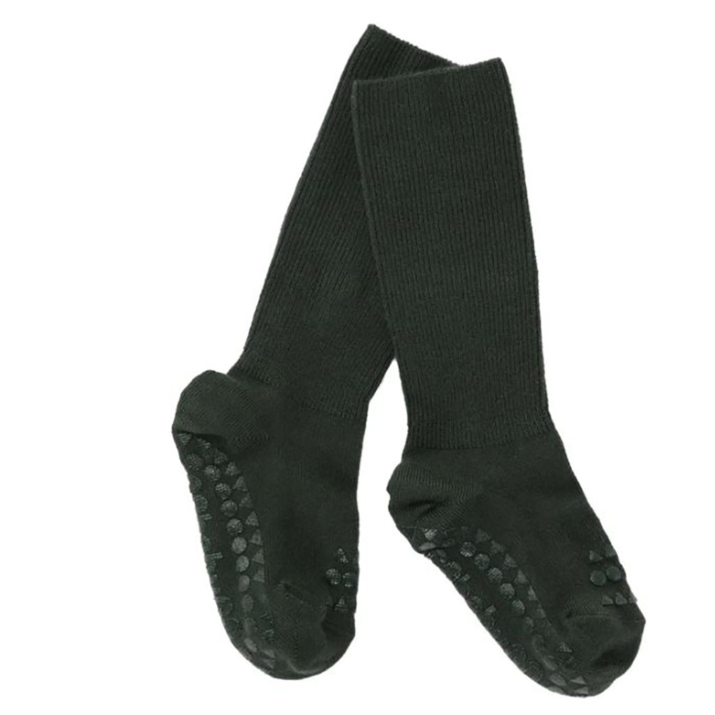 GoBabyGo sklisikre sokker med gummiknotter, Bamboo - Forest green