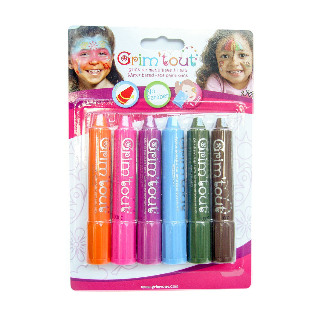 Ansiktsmaling, parabenfri - pakke m 6 stk - pastell