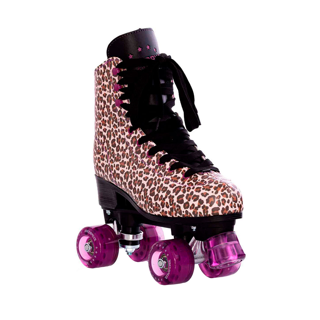 Supreme Rollers Del Rey rulleskøjter i leopardprint for børn, størrelse 31-42