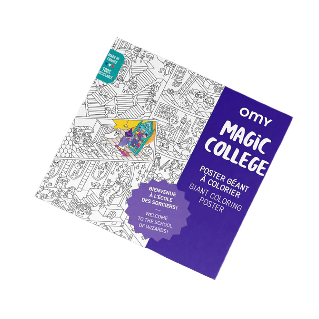 Omy stor plakat til farvelægning, Magic college for børn og voksne.