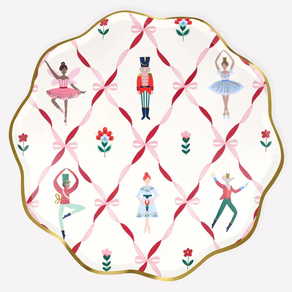 Meri Meri paptallerkener str. L, Nøddeknækkeren ballet - 8 stk.