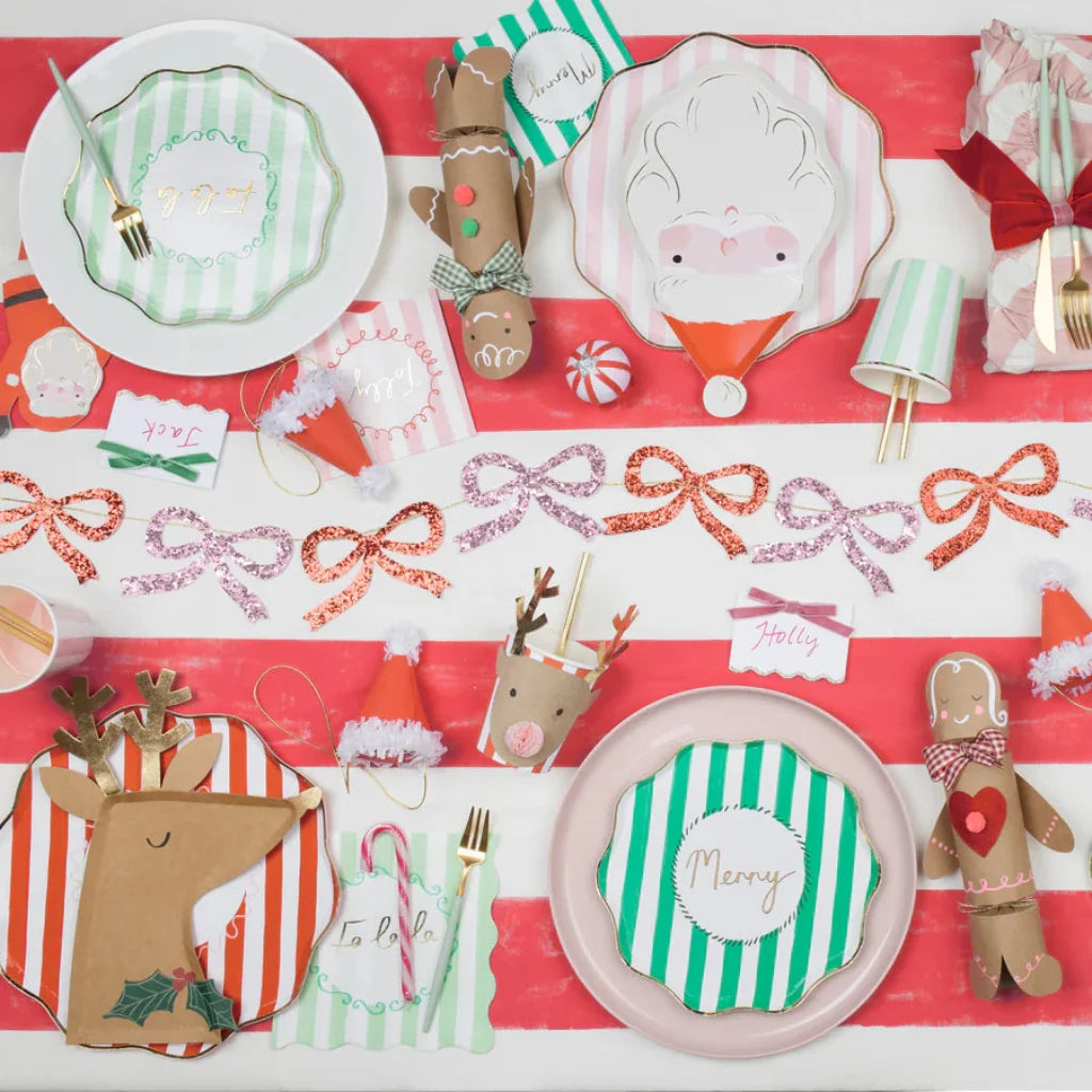 Meri Meri paptallerkener, Jolly Christmas, Julemand - 8 stk