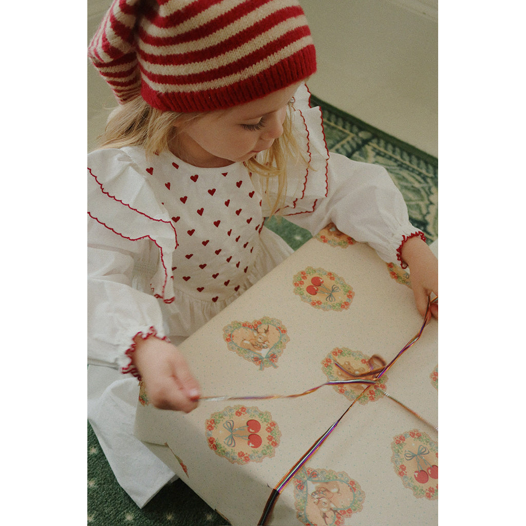 Konges Sløjd strikket nisselue, Christmas stripe - Str. 2-4 år