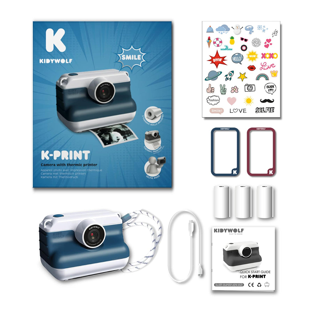 Kidywolf Instant print kamera til barn, Blå
