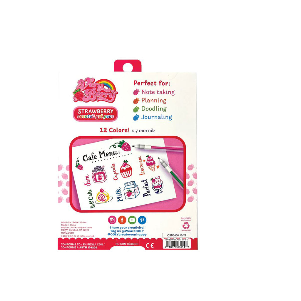 OOLY - Gelepenn med duft 12 stk - Very Berry Strawberry