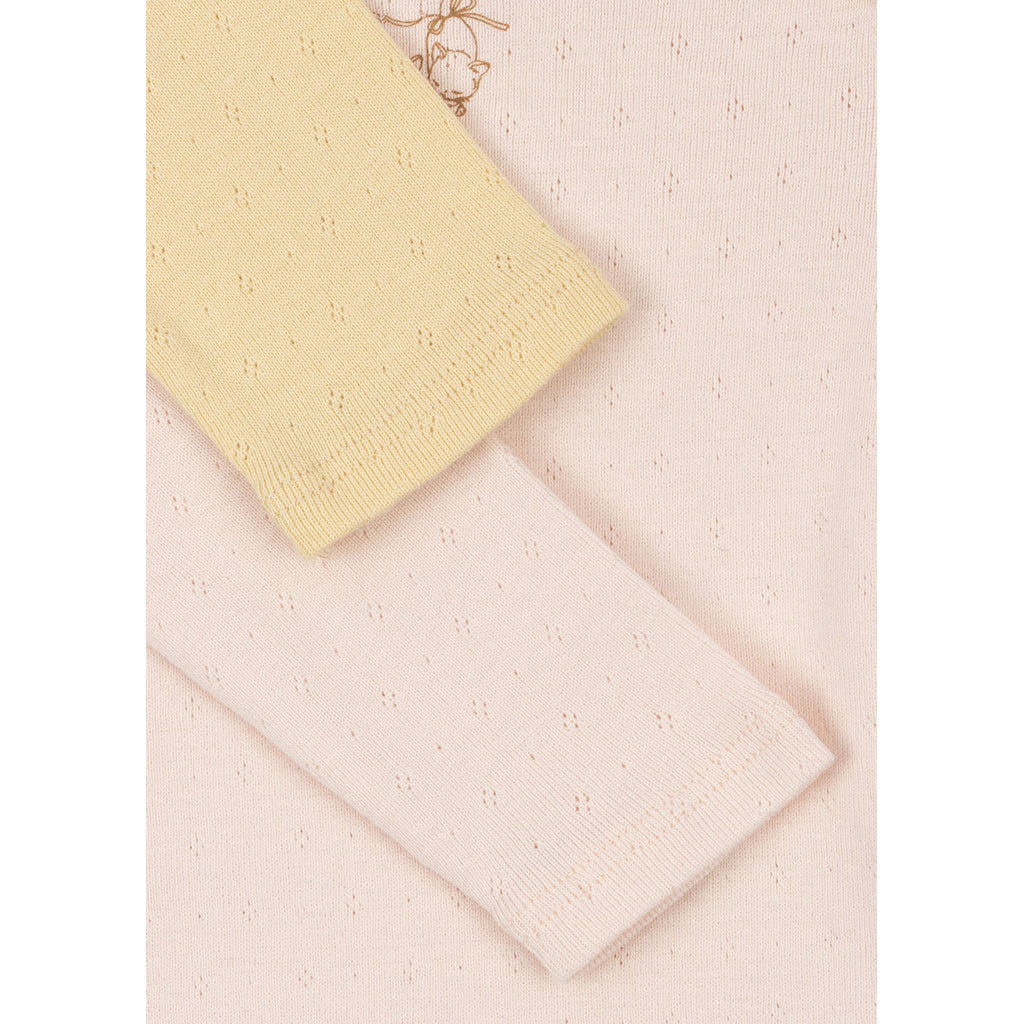 Fanga Fontana Perla bodystocking med lange ermer, 2-pak – Banana crepe/creole pink – str. 0–9 mnd.