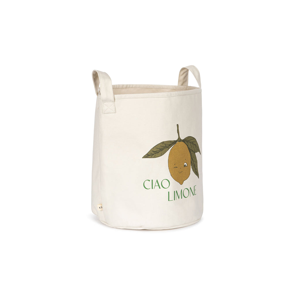 Konges Sløjd opbevaringskurv i stof, set m. 2 str. - Ciao limone