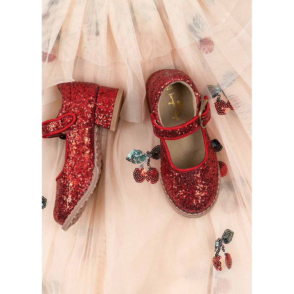 Konges Sløjd Glitter-fekostyme, Ma grande cerise, kappe og sko - skostørrelse 23-30