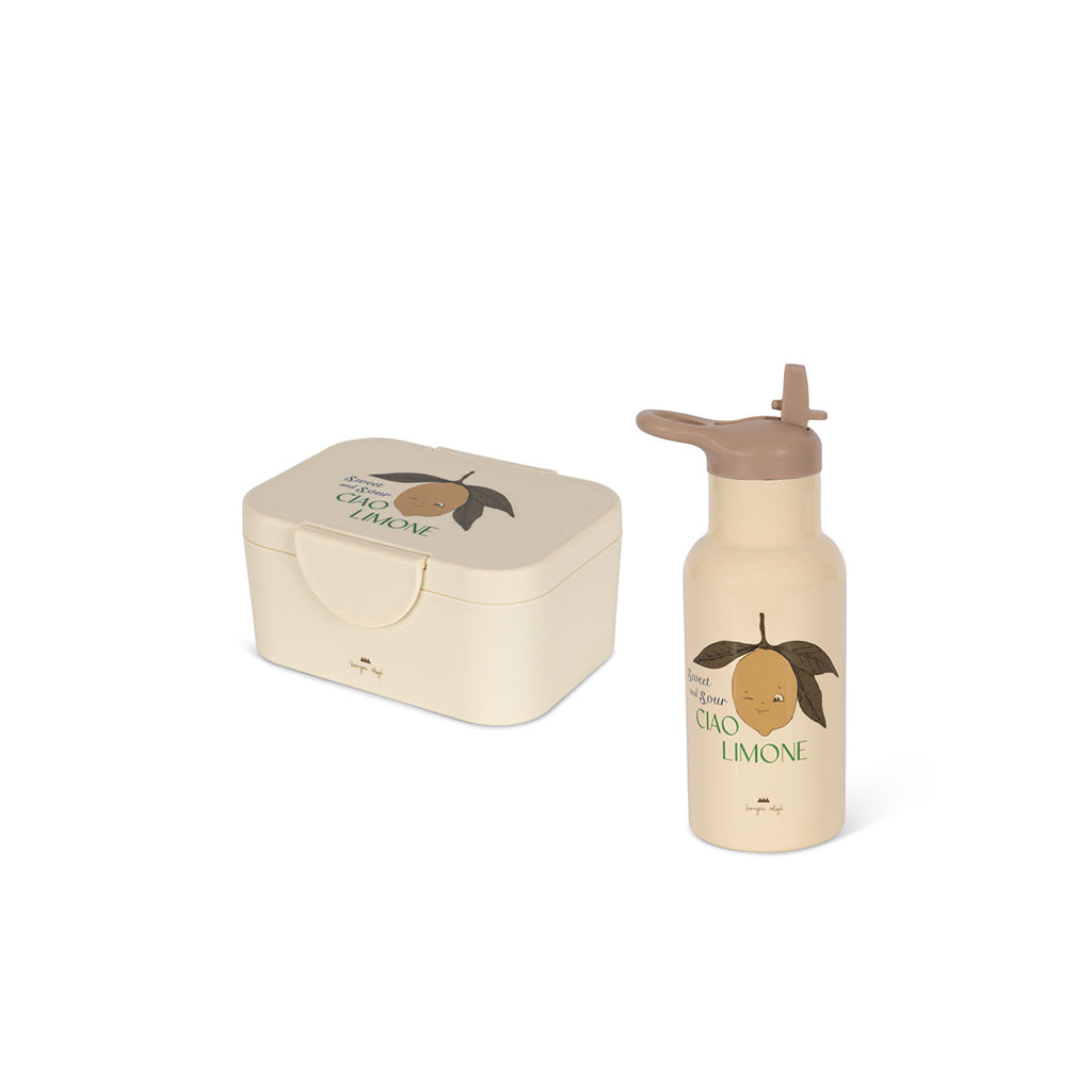 Konges Sløjd Lunch box set, Matboks og drikkeflaske - Lemon