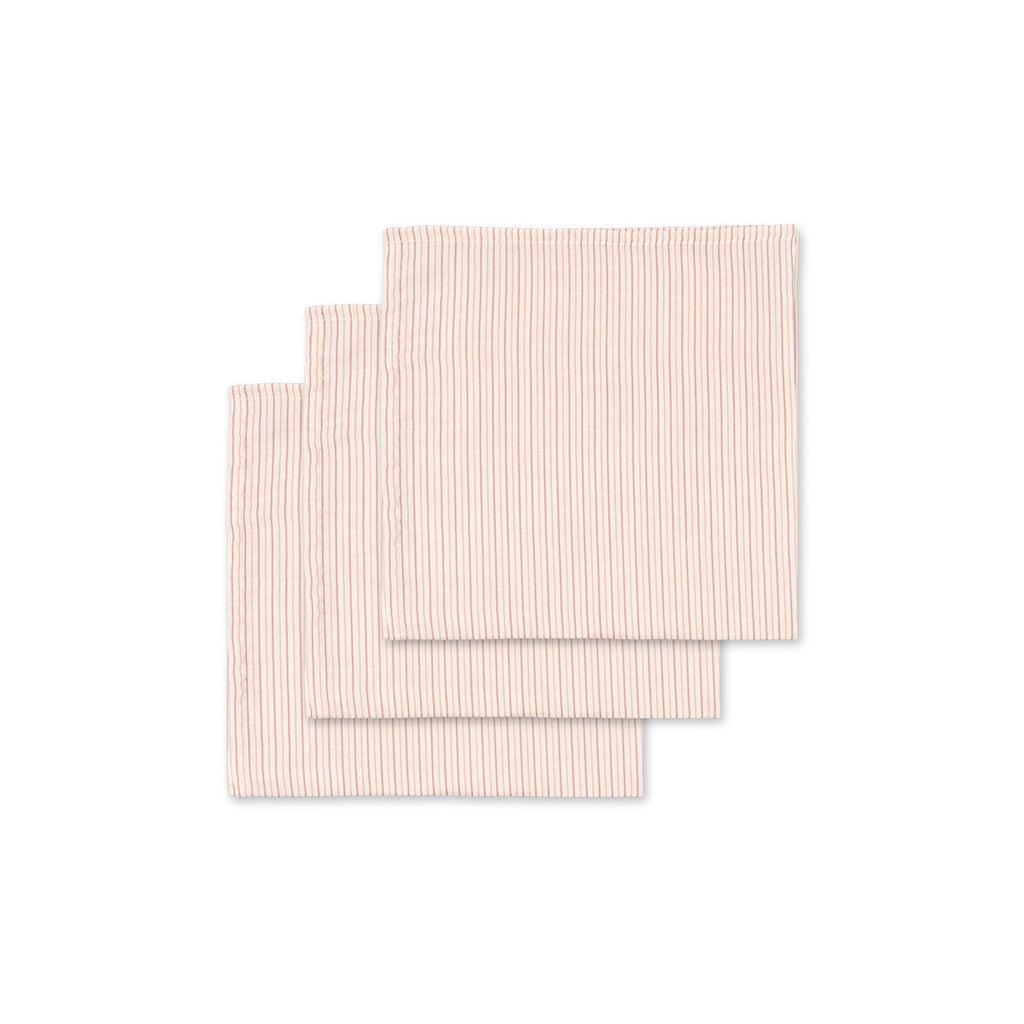 Konges Sløjd stoffble, økologisk muslin, 3-pakning – Stripe Petite Rose
