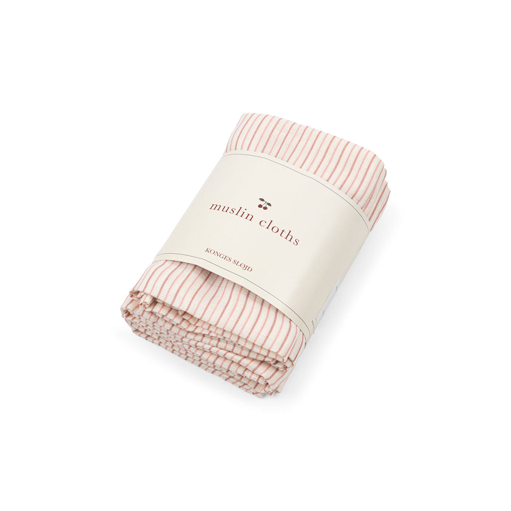 Konges Sløjd stoffble, økologisk muslin, 3-pakning – Stripe Petite Rose