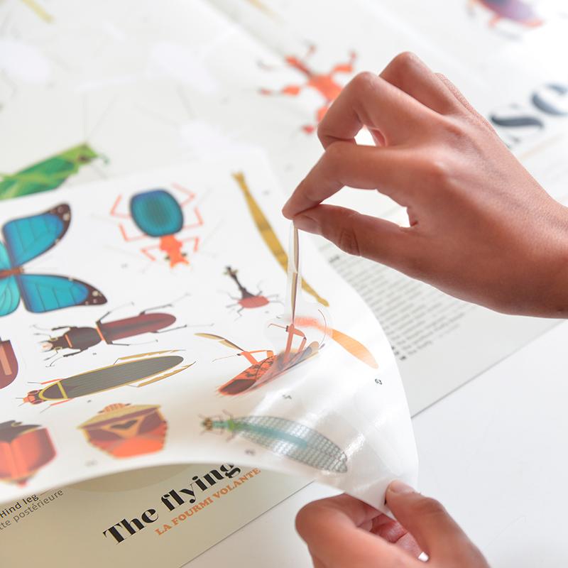 Poppik klistremosaikk i papir, plakat og 44 klistremerker – Insekter