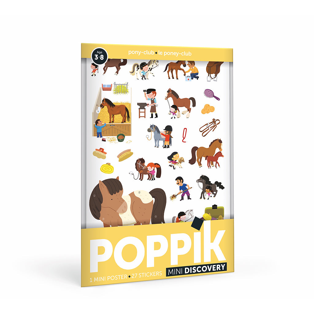 Poppik klistremosaiKK i papir, plakat m. 27 klistremerker - Pony club