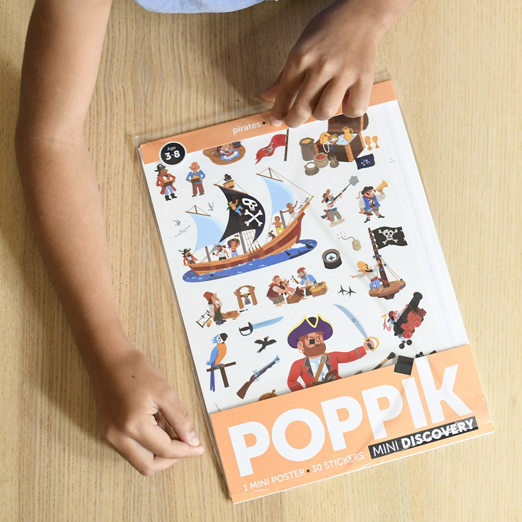 Poppik klistremosaiikk i papir, miniplakat og 30 stickers - Pirat