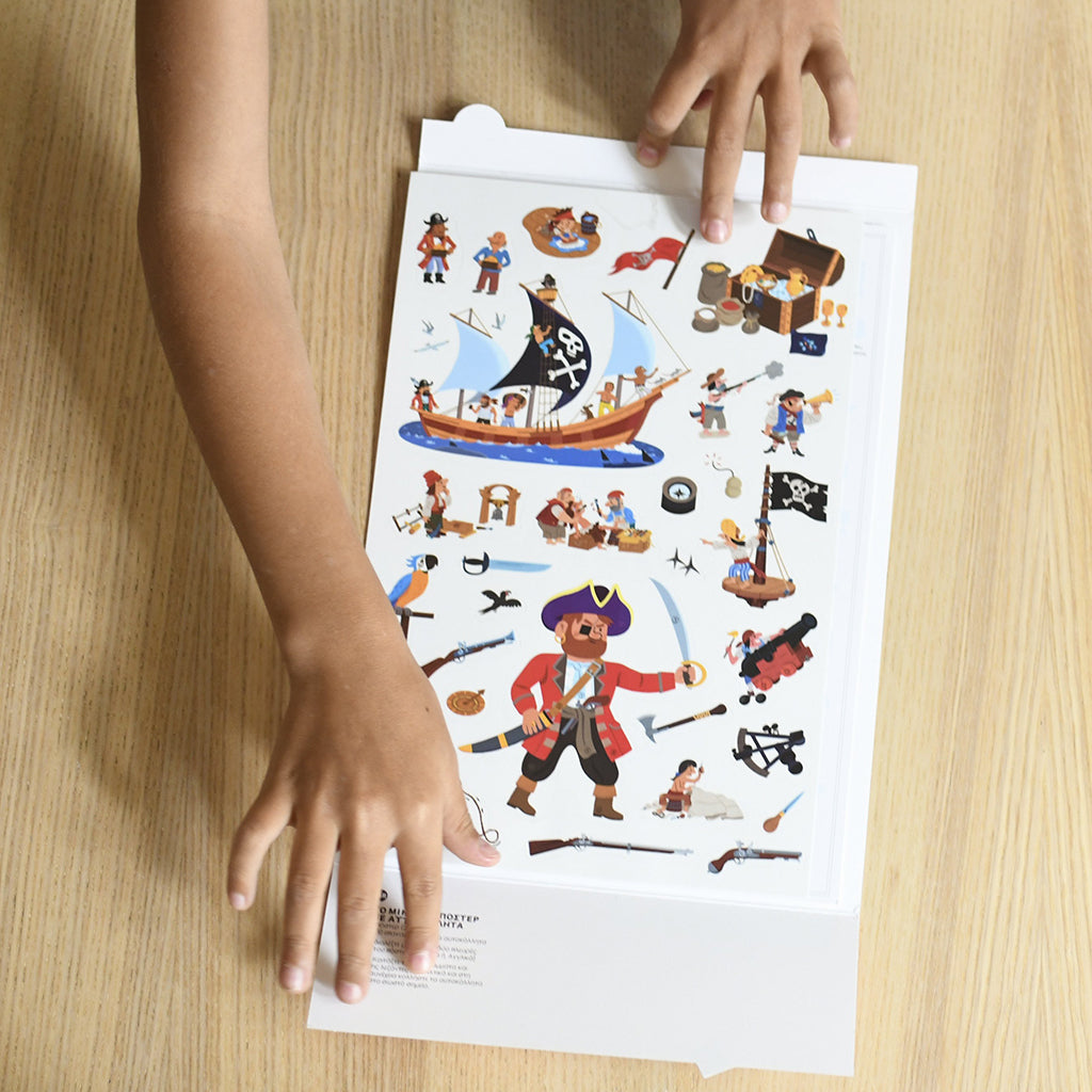 Poppik klistremosaiikk i papir, miniplakat og 30 stickers - Pirat